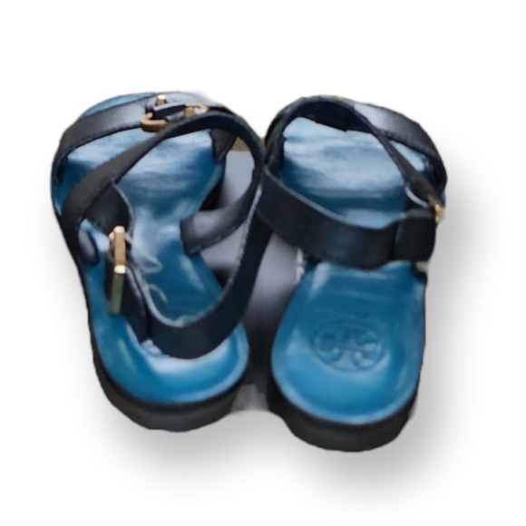 Tory Burch Sandals Leather Ring Shoes Navy Blue 7- 7.5 EUC - Picture 5 of 9